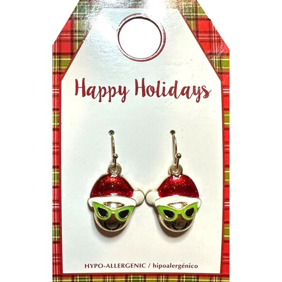 Santa Alien Holiday Themed Hypo Allergenic Earrings Green Sunglasses Jewelry - Picture 3 of 4